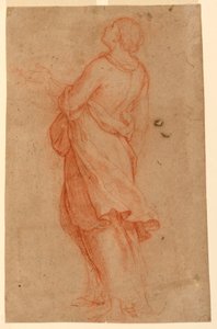 素描《若い女性（十字架下のマグダラの聖マリア）》1550-75年