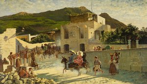 カプリへの散歩、1867年頃（キャンバスに油彩） 作： Marco di Gregorio