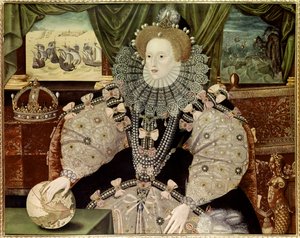 イングランド女王エリザベス1世の肖像、アルマダの肖像として知られる 1588年頃（油彩・パネル）