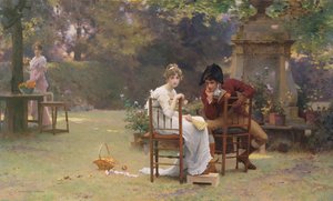 二人いれば三人いない、1892年頃（油彩・パネル） 作： Marcus Stone