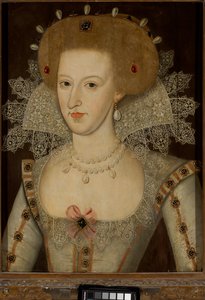 デンマークのアン、ジェームズ 1 世と 6 世の女王 (1574 年 - 1619 年) 作： Marcus the Younger (circle of) Gheeraerts