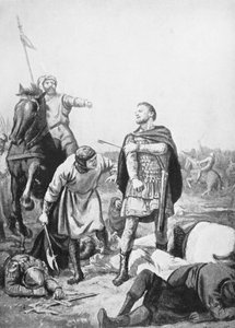 1071年、アルプ・アルスラーニによるロマヌス・ディオゲネス皇帝の捕縛（リトグラフ） 作： マーガレット（後）ドヴァストン