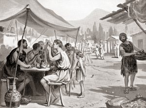 スパルタの改革者リュクルゴスの掟のひとつに、「家でもプライベートでも食事をしてはならない」というものがあった。 作： マーガレット（後）ドヴァストン