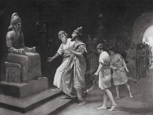 マルドゥク神殿のトゥクルティ・ニニブ1世（リトグラフ） 作： マーガレット（後）ドヴァストン
