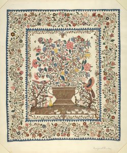 アップリケと刺繍のカバーレット、19351942年。 作： Margaret Concha