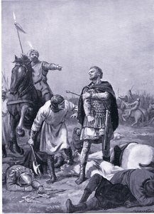 西暦1071年、アルプ・アルスランティによる皇帝ロマヌス・ディオゲネスの捕縛（リトグラフ） 作： マーガレット・ドヴァストン