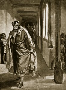 マグナ・カルタに署名したジョンの怒り、「ハッチンソンの英国国家物語」の挿絵、1920年頃（リトグラフ）。 作： マーガレット・ドヴァストン