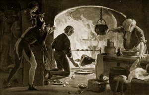 キッチンのランバート・シムネル、「ハッチンソンの英国国家物語」の挿絵、1923年頃（リトグラフ）。 作： マーガレット・ドヴァストン