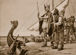 ルリク、スラヴの地へ向けて出発、862年（リトグラフ） 作： マーガレット・ドヴァストン
