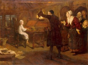 両親によって発見された幼いヘンデル 作： Margaret Isabel Dicksee