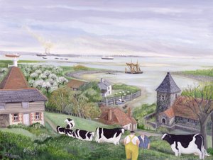 テムズ河口農場（油彩・キャンバス） 作： Margaret Loxton