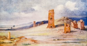 霊安室の塔、パルミラ（カラーリトグラフ） 作： Margaret Thomas