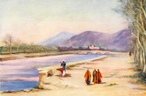 ダマスカスからのヘルモン山（カラーリトグラフ） 作： Margaret Thomas