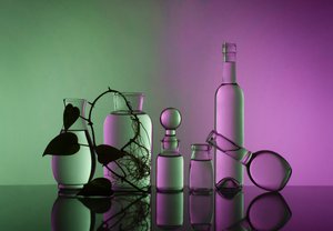 緑と紫のガラス 植物学 作： Margareth Perfoncio