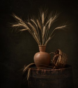 「小麦の収穫」静物画