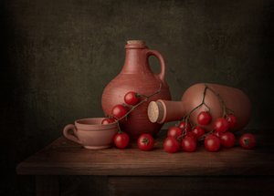 素朴なトマトの静物画 作： 