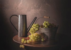 昔ながらのブドウ収穫
