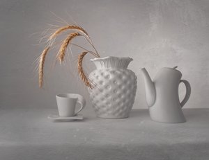 白を基調としたミニマルな静物画 作： 