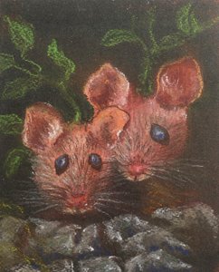 2匹の小さなネズミ、2020年（パステル）
