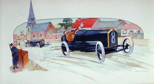 1911年のフランスグランプリで活躍したプジョーのレーシングカー 作： Marguerite (fl.1909 14) Montaut
