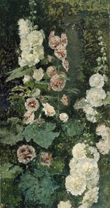 Hollyhocks、1872 作： Marià Fortuny
