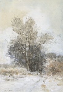森の端にある雪の中のハイカー 作： Maria Bilders van Bosse