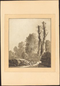 二本の木のある風景 作： Maria Catharina Prestel after Herman Saftleven