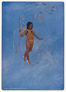ロングフェロー作『ハイアワサ』の挿絵（カラーリトグラフ） 作： Maria Louise Kirk