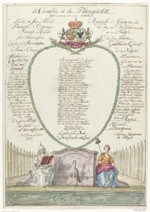 ウィレム 5 世王子の 40 歳の誕生日に贈るウィルヘルミナ王女への詩、1788 年 la Concorde et la Tranquilite (オブジェクトのタイトル) 作： Maria Margaretha la Fargue