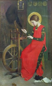 ハンガリーの聖エリザベスが貧困層のために羊毛を紡ぐc。 1895 作： Marianne Stokes