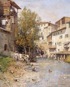 ローマ郊外の村のある風景 作： Mariano Barbasan Lagueruela