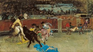 闘牛。 負傷したピカドール - フォーチュニー、マリア (1838-1874) - 1867年頃 - キャンバスに油彩 - 80.5x140.7 - カルメン ティッセン美術館、マラガ
