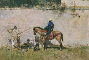 オリエンタリズム: 水辺のモロッコ人家族 (モロッコ人) - Mariano Fortuny (1838-1874) の絵画 作： Mariano Fortuny y Marsal