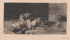 Arabe veillant le corps de son ami (友人の体を見守るアラブ人) 作： Marià Fortuny