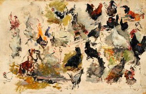 オンドリの研究、1869 年。 作： Marià Fortuny