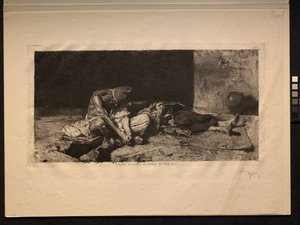 友人の死体を見守るアラブ人、1866年。 作： Mariano Fortuny y Carbó