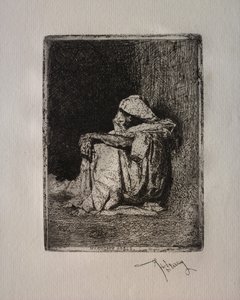 座っているモロッコ人。 作： Mariano Fortuny y Carbó
