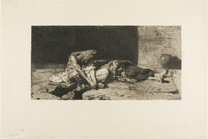 友人の遺体を見守るアラブ人 作： Mariano Fortuny y Marsal