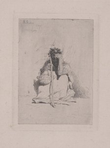 無題-杖を持ったしゃがみ姿（エッチング） 作： Mariano José María Bernardo Fortuny y Carbó