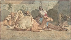 憩うラクダ、タンジール、1854-74年頃。 作： Mariano José María Bernardo Fortuny y Carbó