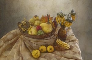 秋の収穫の静物画 作： 