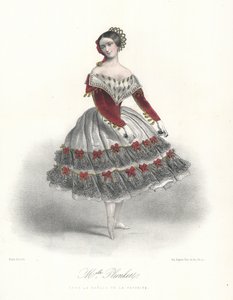 ベルギーのバレエダンサー、アデライン・プランケットの「La Manola de la Favorite」、1860年頃（カラーリトグラフ 作： Marie Alexandre (after) Alophe