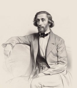 ピアニスト兼作曲家のユリウス・シュルホフ（Julius Schulhoff）1825-1898 , 1854年の肖像。 作： Marie Alexandre Menut Alophe