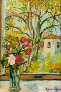 セントバーナードの窓の前の花束、1926
