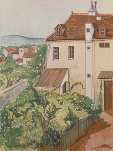 庭の眺め（紙にトイレと鉛筆） 作： Marie Clementine (Suzanne) Valadon