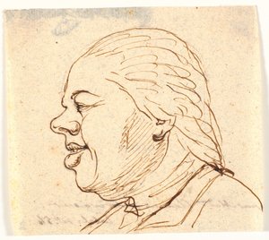 男性の肖像画。 左がプロフィール。 似顔絵 作： Marie Jeanne Clemens