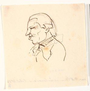 男性の肖像画。 左がプロフィール。 似顔絵 作： Marie Jeanne Clemens