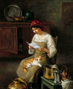 手紙を読む若い女性。 マリー＝イヴォンヌ・ロール・ディテ・ヨー（1879-1943）の絵画 作： Marie Yvonne Yo Laur