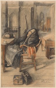 座っている老婦人のインテリア 作： Marie de Roode Heijermans