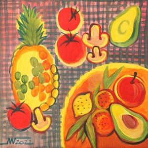 鮮やかな果物の静物画